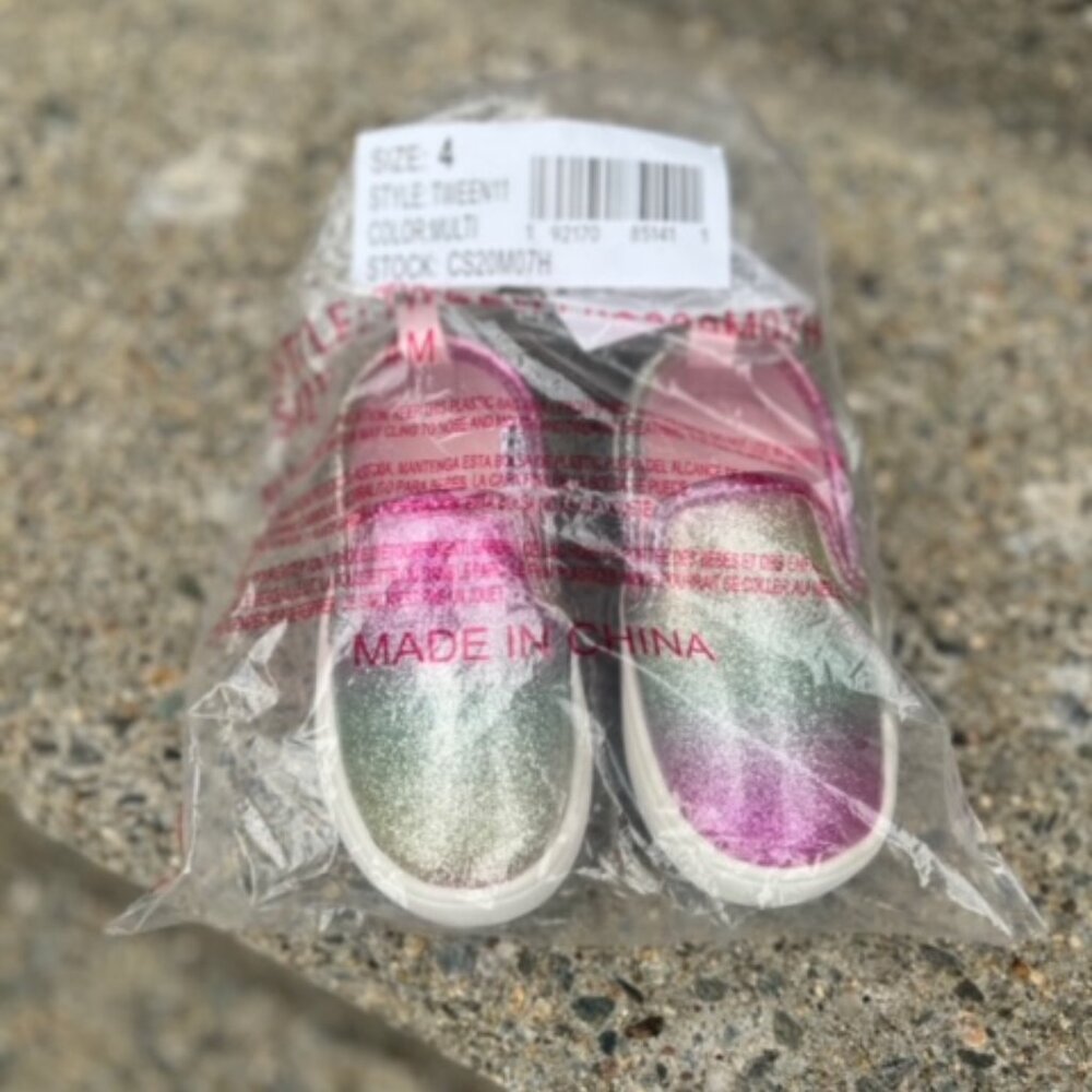 Carters Rainbow Glitter Toddler Slip on Sneakers